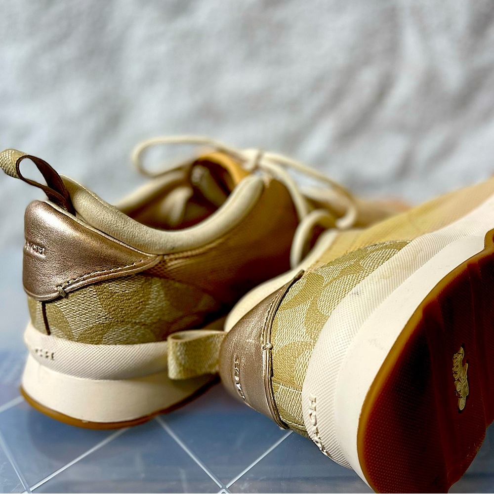 Coach Cream Sneakers with Chunky Sole and Soft Suede Upper